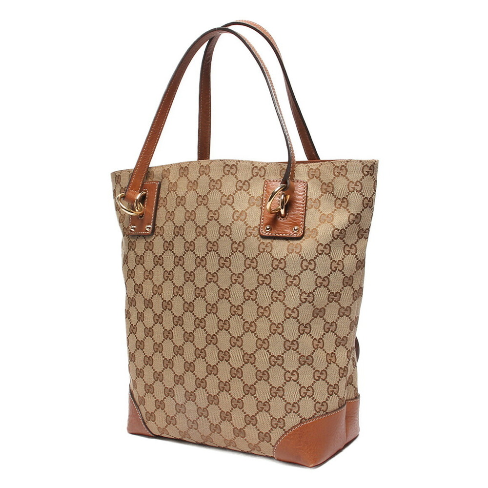 Gucci Charm Bag Canvas Brown GG Tote